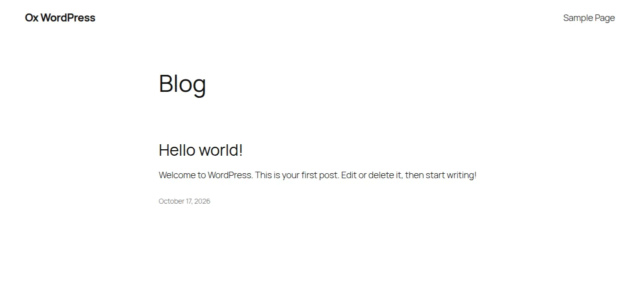 The new WordPress site's blog page